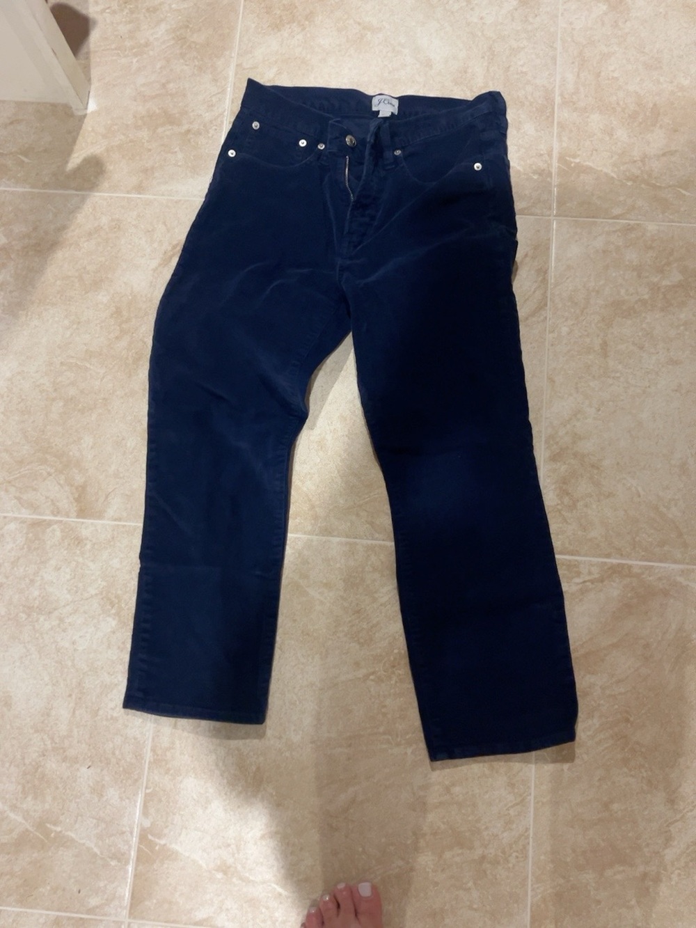 J. Crew Women's Navy Corduroy Ankle Pants Vintage Slim straight